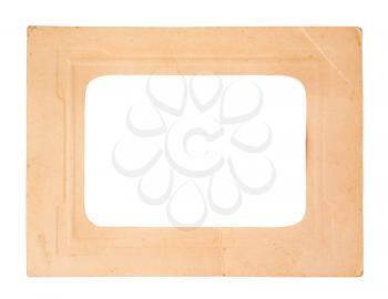 Old paper picture frame, isolated on white 