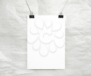 Blank white poster on a rope