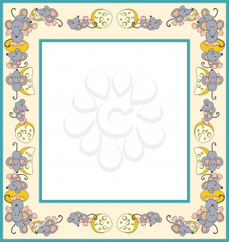 Royalty Free Clipart Image of a Mouse and Cheese Background