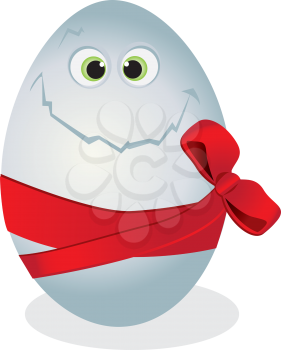 Royalty Free Clipart Image of a Funny Egg With a Bow
