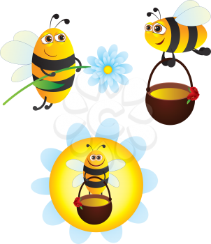 Royalty Free Clipart Image of Three Bee Images
