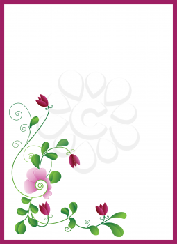 Royalty Free Clipart Image of a Frame With a Flower in the Corner