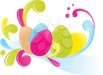 Royalty Free Clipart Image of a Group of Coloured Eggs