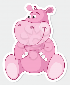 Royalty Free Clipart Image of a Pink Hippopotamus