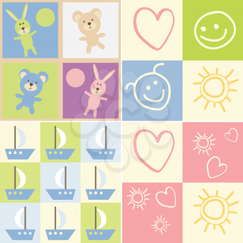 Royalty Free Clipart Image of a Background of Baby Themed Images