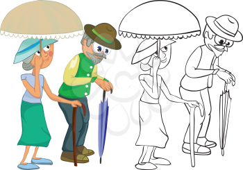 Senior Citizens. Color and outline illustration