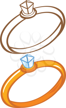 Diamond ring. Color and contour illustration