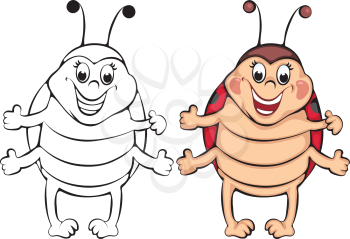 Funny ladybug. Color and outline illustration
