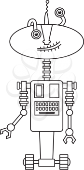 Cute robot - outline illustration