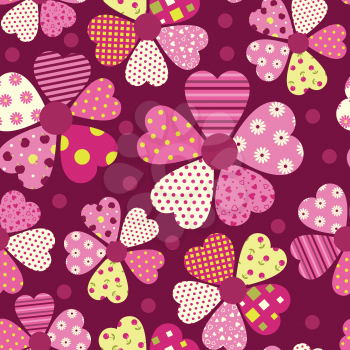 Heart flower pattern - valentine day seamless background