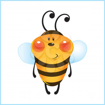 Funny bee in frame. Cartoon illustration