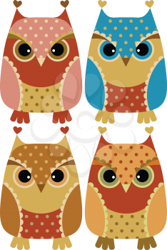 Funny cartoon owls
