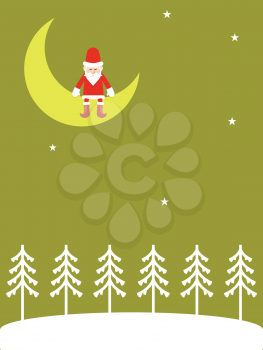 Santa Claus on the moon - Christmas background
