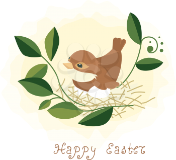Easter background - bird in nest