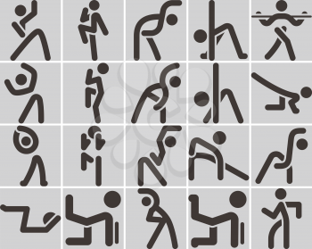 Health and Fitness icons set - aerobics icon