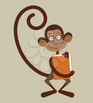 Monkey with pensil - back to school illustration