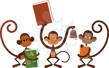 Isolated monkey - back to school illustration
