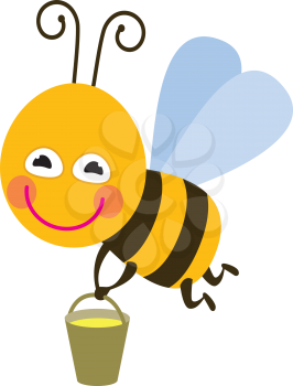 Bee with honey - color illustration icon