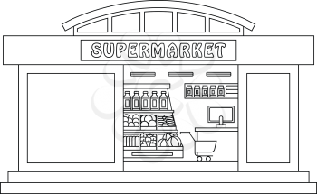Supermarket - vector outline isolated illustration