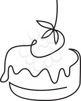 Cake illustration in one line style