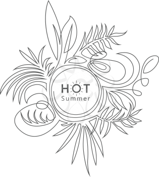 Hot Summer - outline illustration  in one line style