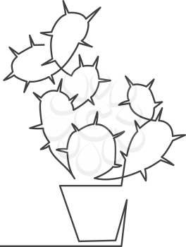 Indoor flower cactus painted in one line style