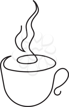 Cap of tea or coffee illustration in one line style