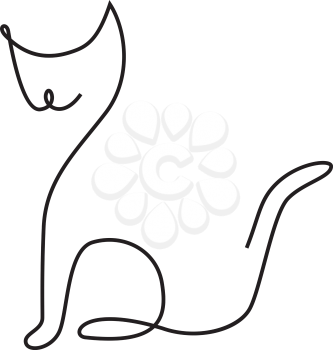 Funny cat illustration in one line style