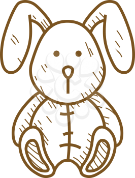 Funny rabbit - vector toy icon  in pencil drawing style