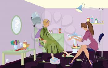 Royalty Free Clipart Image of People at a Beauty Salon