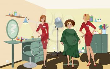 Royalty Free Clipart Image of People at a Beauty Salon