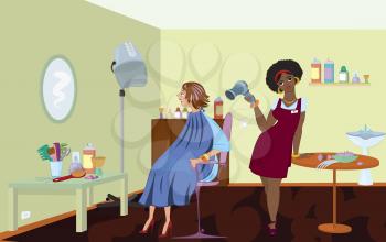 Royalty Free Clipart Image of Women at a Beauty Salon