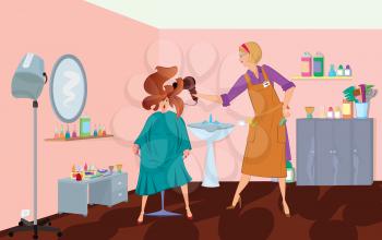 Royalty Free Clipart Image of People at a Beauty Salon