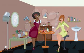 Royalty Free Clipart Image of Women at a Beauty Salon