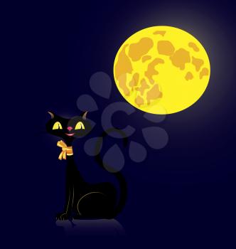 Royalty Free Clipart Image of a Black Cat