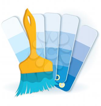 Royalty Free Clipart Image of a Paintbrush and Paint Swatches