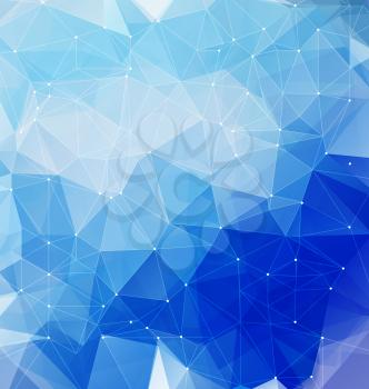 Triangular  blue modern mosaic background. Geometric  polygonal abstract art backdrop for mobile and web design.