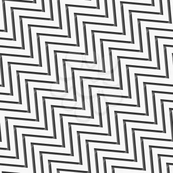 Seamless pattern background with diagonal white zigzag lines with long shadow on dark gray 

