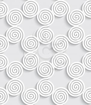Abstract spiral seamless background with cut out of paper effect and realistic shadow



