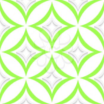 Abstract 3d seamless background. White and green pointy rhombuses with out of paper effect.


