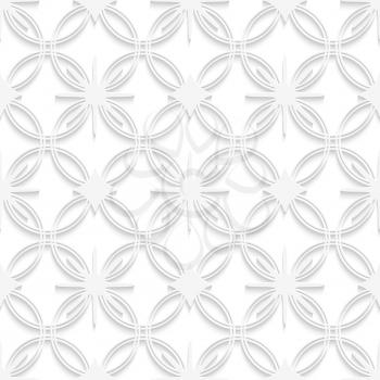 Abstract 3d seamless background. White detailed ornament with out of paper effect.

