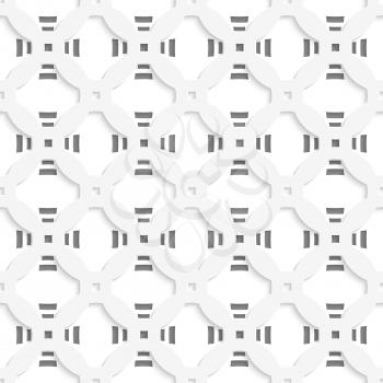 Abstract 3d geometrical seamless background. White ornament layered on white rectangles perforated out of paper effect.


