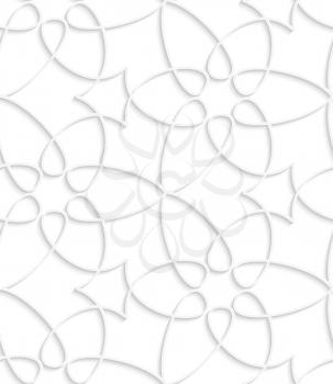 Abstract 3d geometrical seamless background. White floristic swirl pattern with cut out of paper effect.
