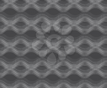 Seamless stylish geometric background. Modern abstract pattern. Flat monochrome design.Repeating ornament horizontal wavy lines on gray