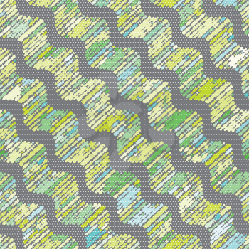 Seamless stylish geometric background. Modern abstract pattern. Flat textured design.Textured ornament with doted waves in green shades.