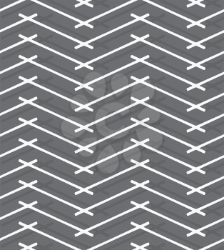 Seamless stylish geometric background. Modern abstract pattern. Flat monochrome design.Monochrome pattern with gray intersecting lines forming horizontal zigzag.
