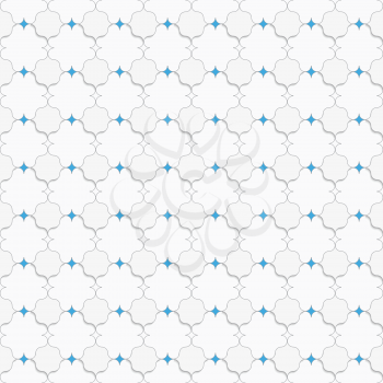 Seamless geometric background. Modern 3D texture. Pattern with realistic shadow and cut out of paper effect. Colored with blue pointy squares on white.