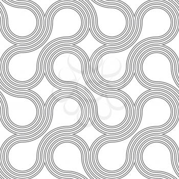 Seamless stylish geometric background. Modern abstract pattern. Flat monochrome design.Gray ornament with offset rounded shapes.