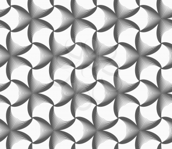 Seamless geometric pattern. Gray abstract geometrical design. Flat monochrome design.Monochrome gradually striped black pointy flowers.