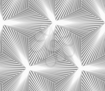 Seamless geometric pattern. Gray abstract geometrical design. Flat monochrome design.Monochrome gradually striped three ray stars.